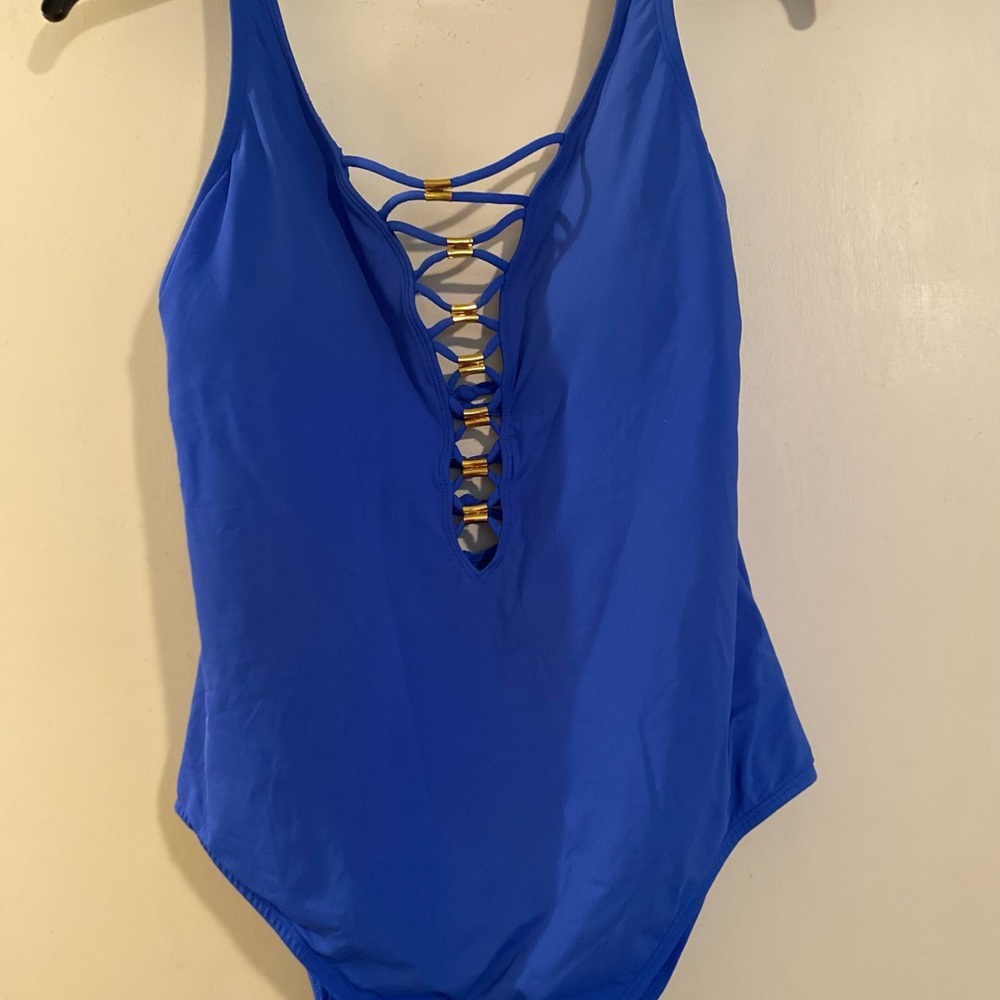 Bleu Rod Beattie one piece beautiful and sexy blue swim suit